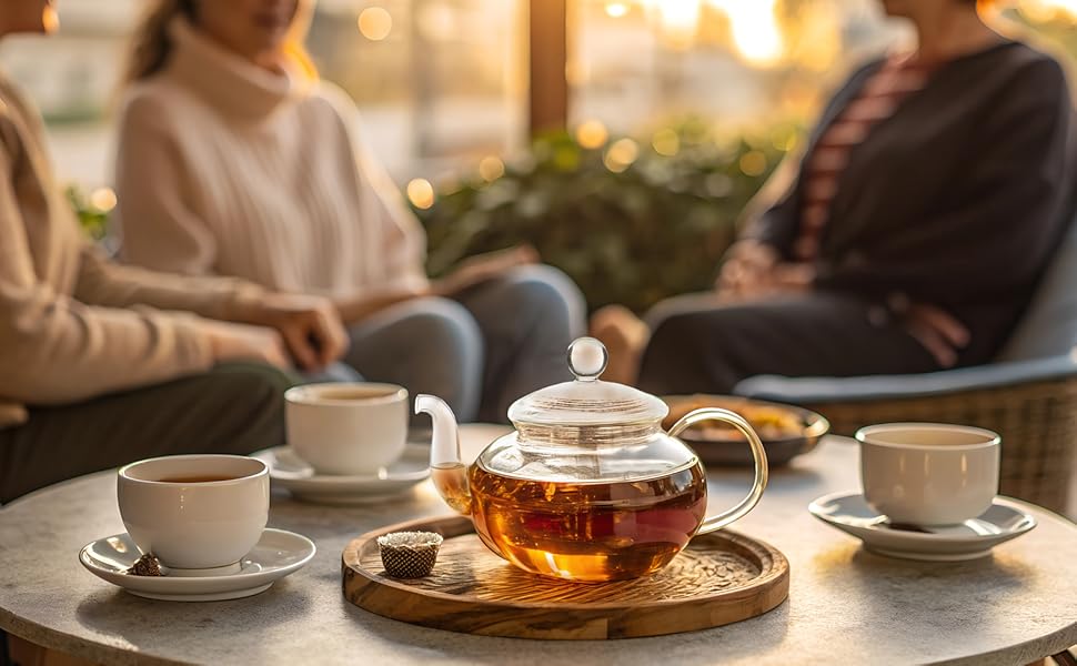 Скляний чайник Dimono з фільтром для заварювання чаю, об'єм 1500 мл, ручна робота