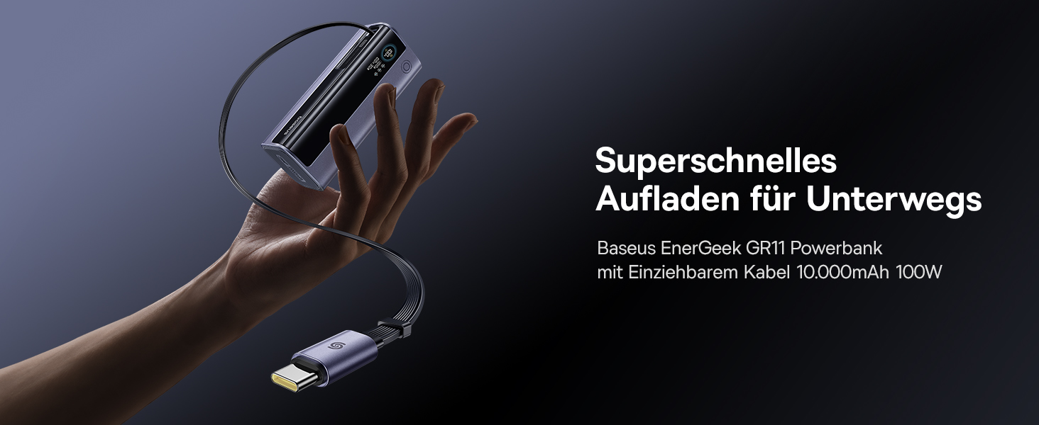 Powerbank Baseus EnerGeek для ноутбука: 100W, 10000mAh, 2x USB-C PD 3.0, Digitaldisplay, сумісний з MacBook, Dell, HP, SteamDeck, iPhone, Samsung