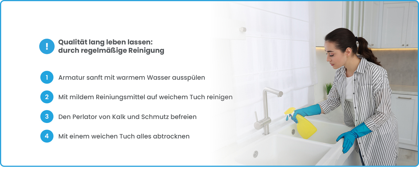 Кухонний змішувач Bächlein Varvaro – поворотний на 360° з висувним шлангом та душем – нержавіюча сталь