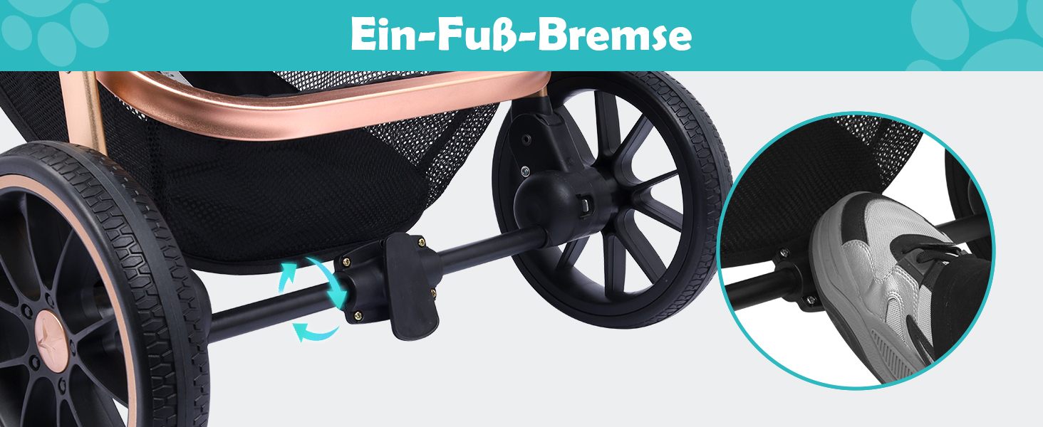 Трансформер для собак, візок-кішочка, складний, до 25 кг, з алюмінієвим каркасом, поворотні колеса, гальма, страховка, зручне сидіння (Чорний)