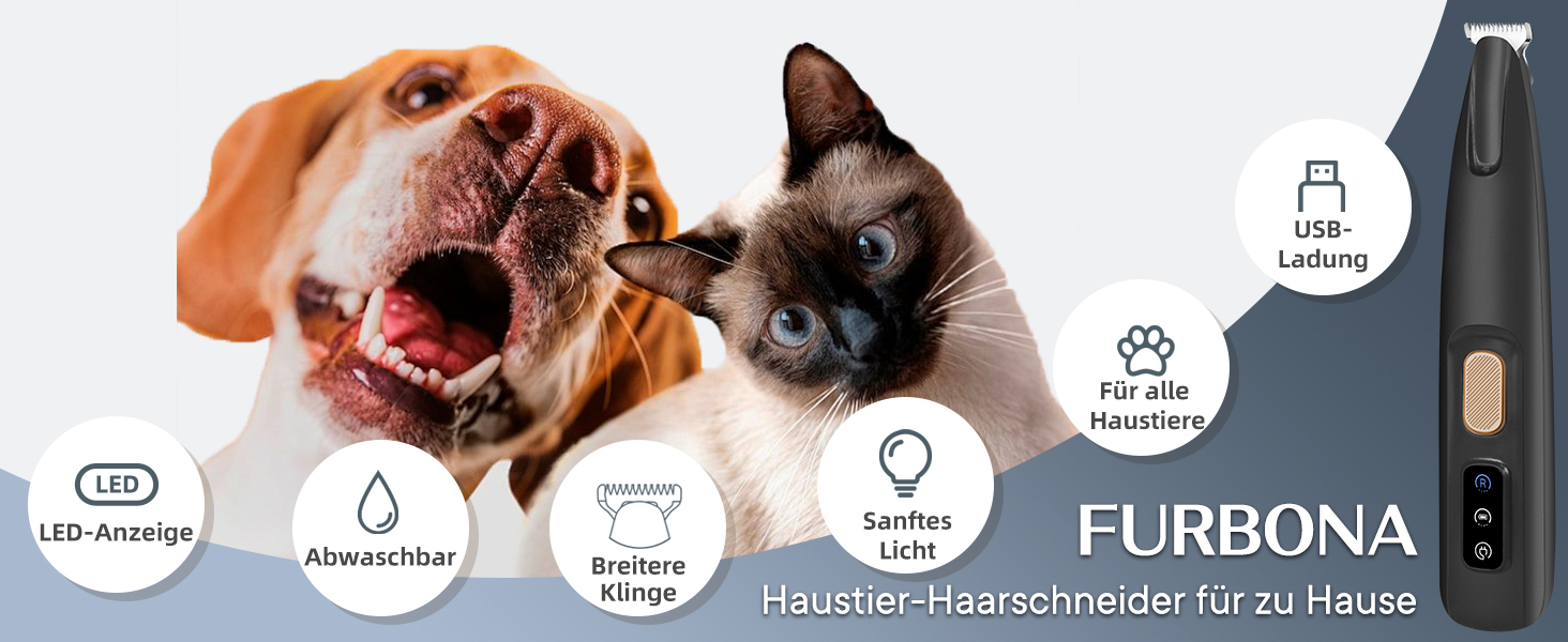 Триммер для собак та котів Pfotentrimmer з LED-підсвічуванням, 18 мм, тихий (35 дБ), вологостійкий, акумуляторний, для догляду за лапами, вухами, обличчям та хвостом (Чорний)