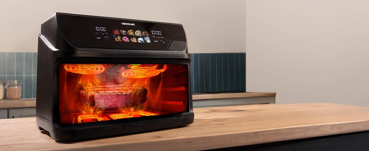 Аерофритюрниця Cecotec Cecofry & Grill Duoheat 10000 з грилем, 10 л, 2800 Вт, вікно перегляду, Inox