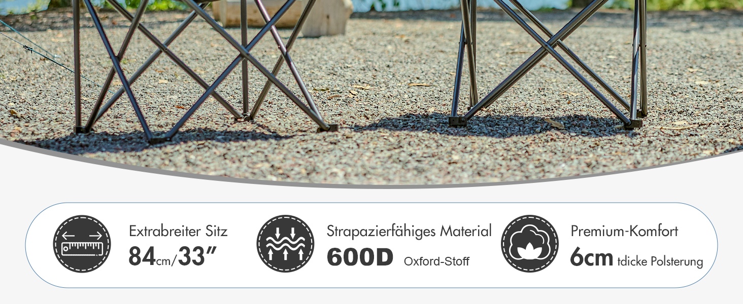 Крісло для кемпінгу складне, XXL, чорне, 150 кг, з підлокітниками, м'яке, для відпочинку на природі