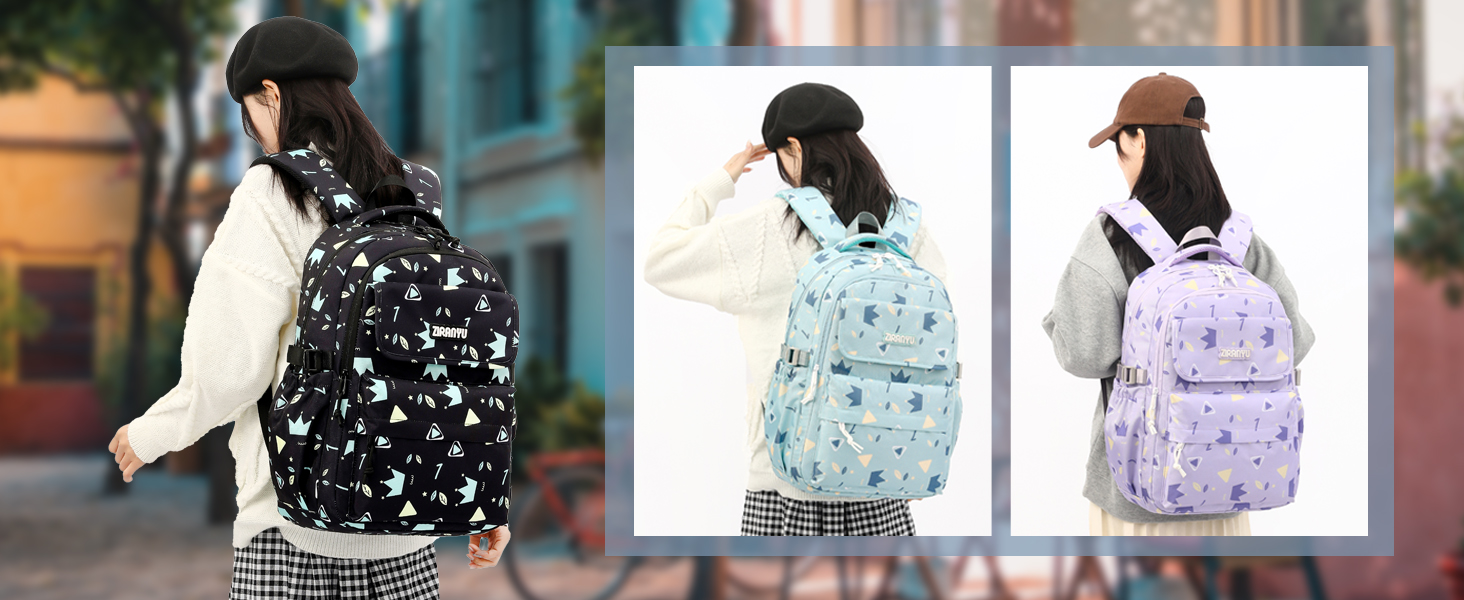 Шкільний рюкзак IvyH для дівчаток-підлітків, 3-в-1 з ланч-боксами та пеналом, чорний