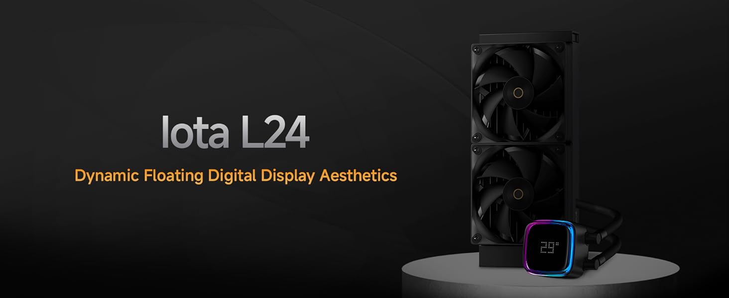 AIO рідинне охолодження ПК з цифровим дисплеєм, 360мм, для AMD AM4/AM5 та Intel LGA 115X/1200/1700/1851 (Iota L24 BK)