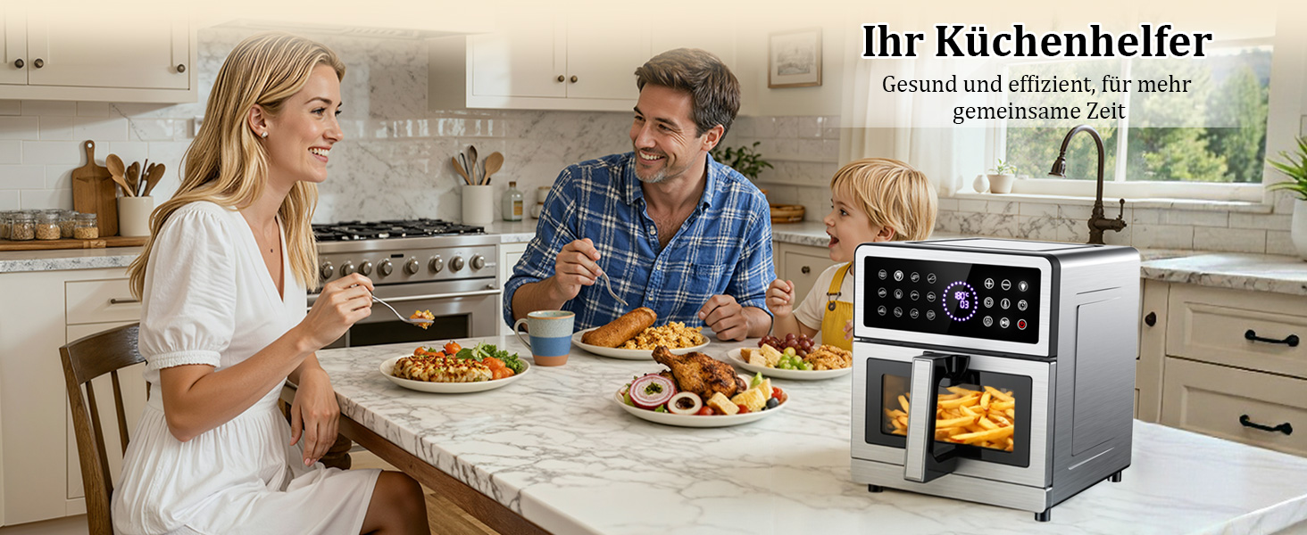 Аерофритюрниця 12л 2 камери 2600W Airfryer XXL срібна - багатофункціональна фритюрниця з верхнім та нижнім нагріванням, вікном та підсвіткою