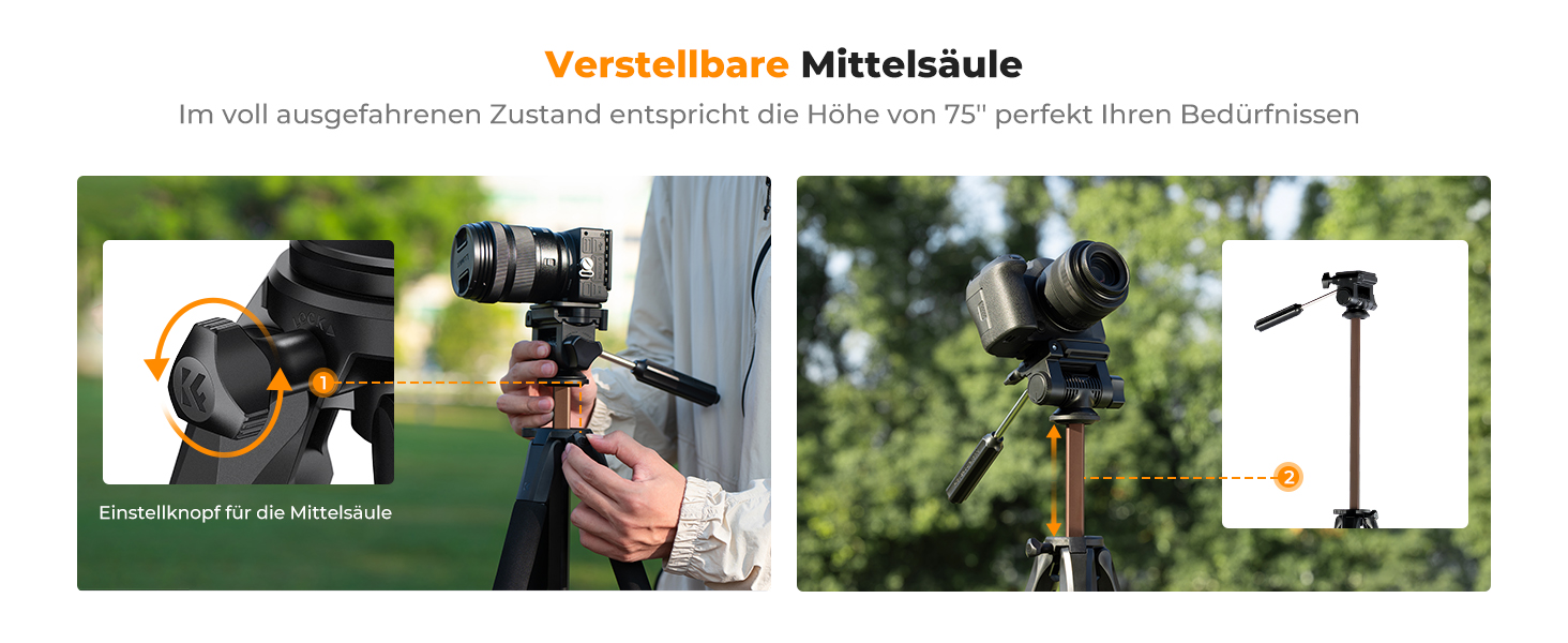 Штатив K&F Concept S255A3+BV01: Легкий штатив з сумкою, для камери/DSLR/відеокамери, з підтримкою смартфонів та планшетів (190см, 2-в-1)