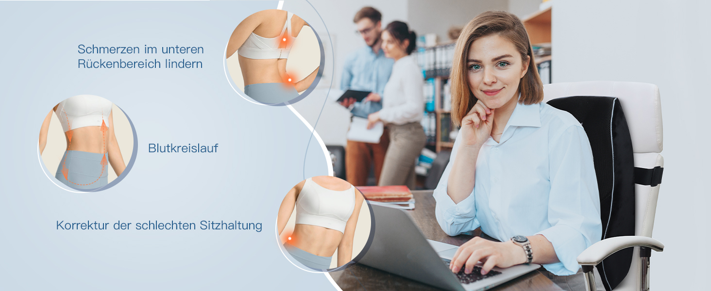 Подушка для спини Feagar Memory Foam - підтримка спини для офісного крісла та дивана | Ортопедична подушка для офісу та дому, чорна