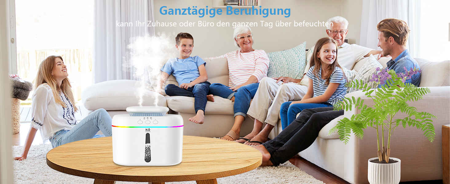 Зволожувач повітря 2L з нічним світлом для дитячої кімнати, рослин та дому (білий)