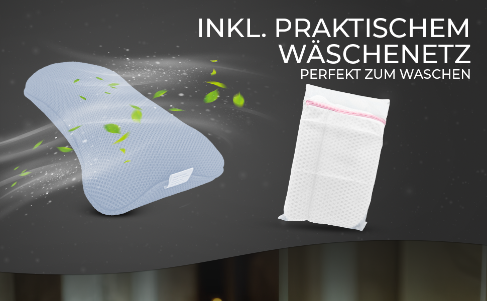 Подушка для ванни з сіткою для прання - Максимальний комфорт та релаксація з Air Mesh технологією. Подушка для ванни з 4 міцними присосками. Підтримка шиї/голови (Світло-блакитний)