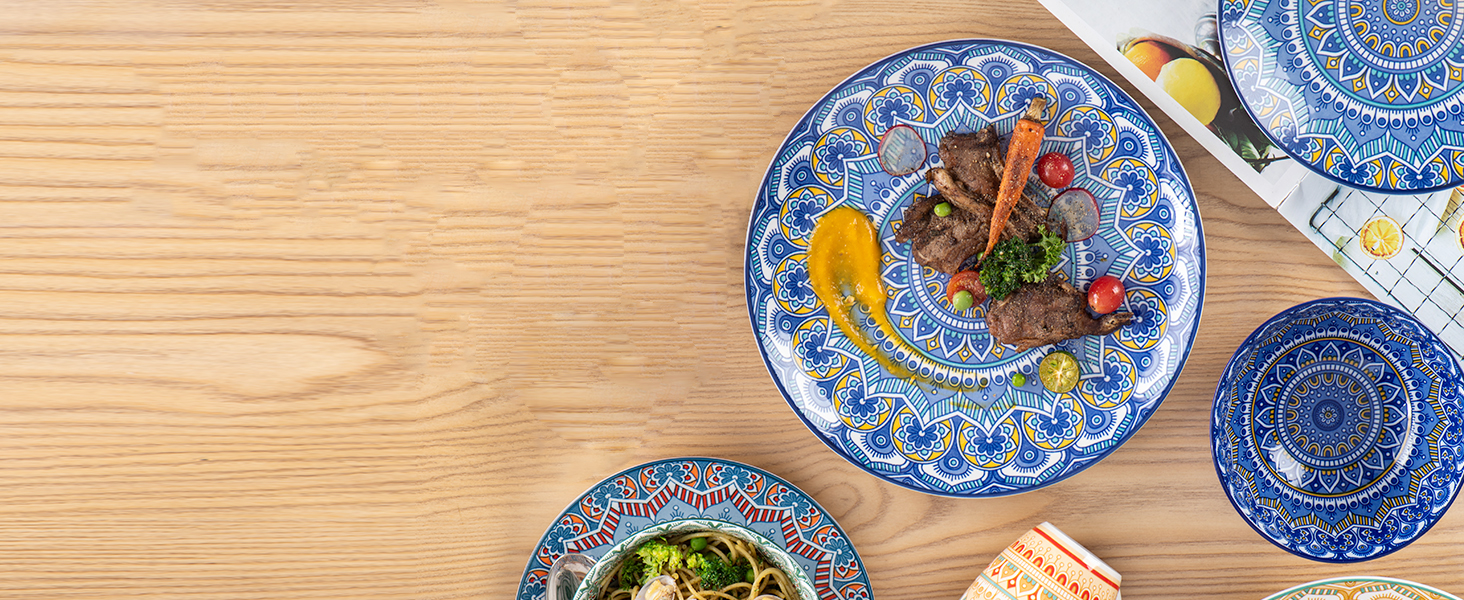 Набір посуду Vancasso MANDALA 32 шт. з порцеляни, 8 персон, ручна робота, богемський стиль