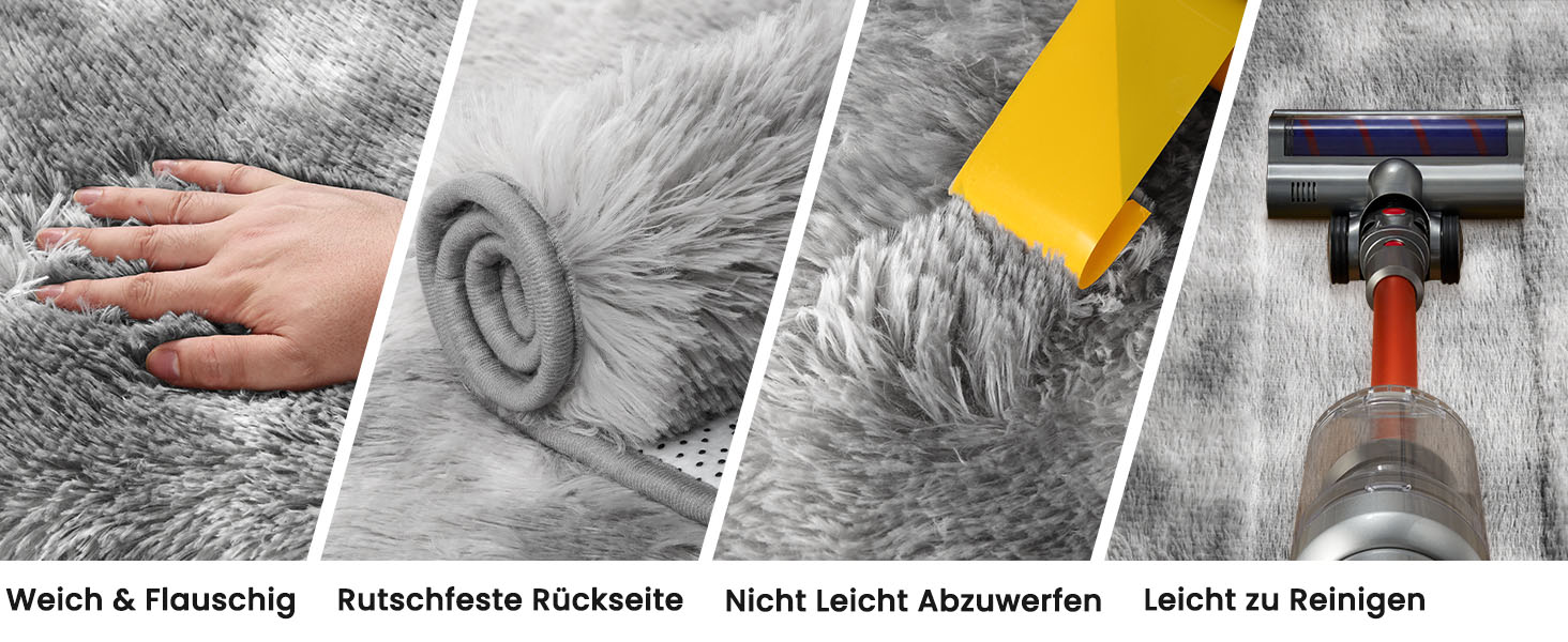 Килим Sour Lemon Hochflor сірий для вітальні, спальні, дитячої, 160x230 см, мобільний, антиковзаючий, плюшевий, сучасний