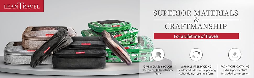 Органайзери для багажу LeanTravel (3 шт.) - комплект, чорний