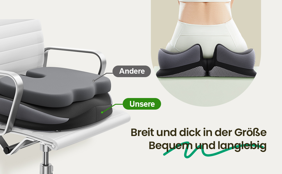Ортопедична подушка для сидіння Benazcap з Memory Foam для полегшення болю в куприку. Підходить для авто, дивана, офісу та інвалідного візка. Чорний колір.