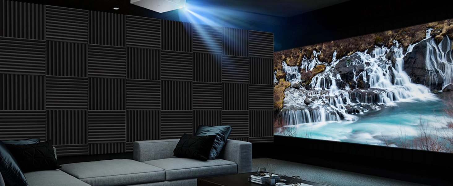 Акустичний поролон для звукоізоляції, панелі шумопоглинаючі 30x30x2.5 см з клейкою основою, набір 52 шт для студії звукозапису та домашнього кінотеатру