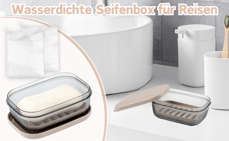 Водонепроникний контейнер для мила з 2 мішечками для мила, велика мильниця з кришкою для подорожей, ванної кімнати, душу, кемпінгу