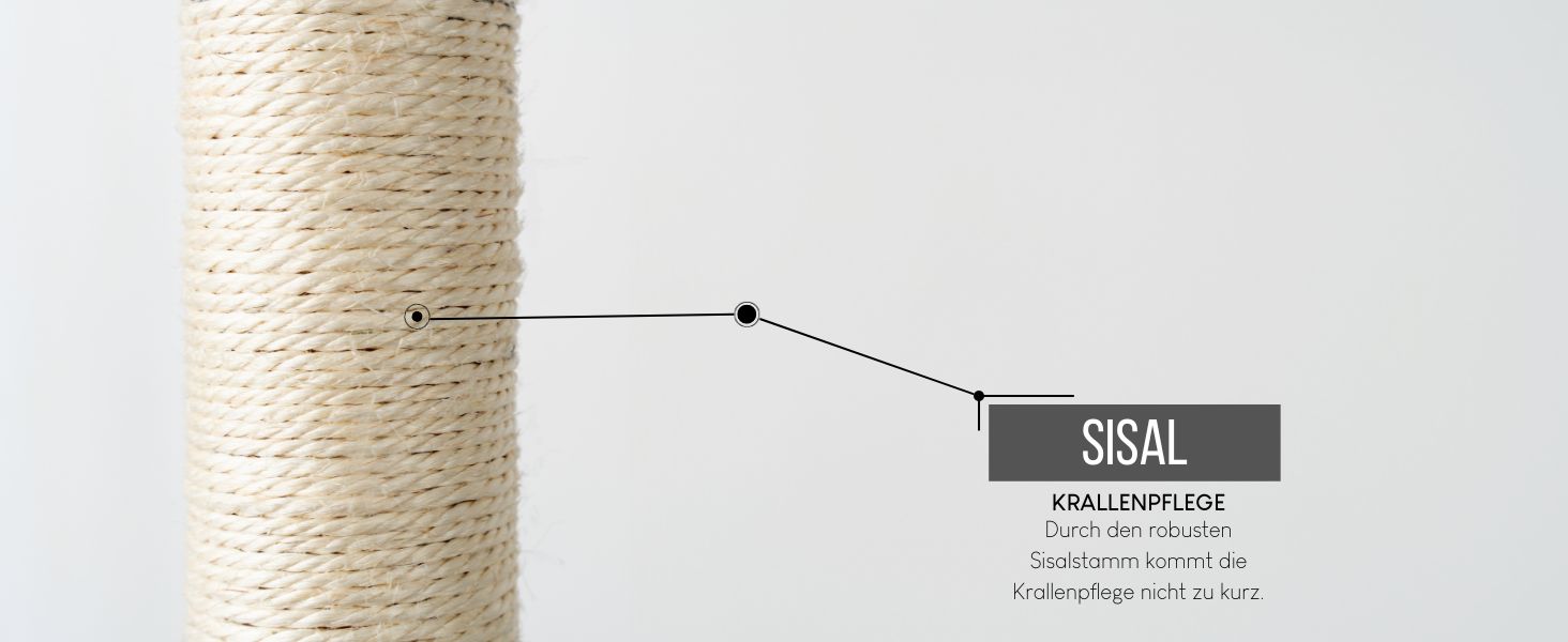 Cat scratching post with a cozy lying area & cave, height 50 cm, cat tree with plush ball incl. bell, sisal rope & soft plush, suitable for small & large cats, beige
