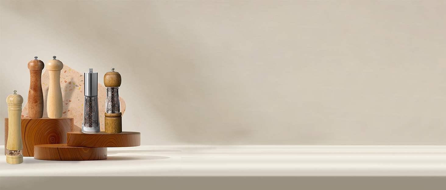 Дерев'яні соляні та перечні млини, 20 см, регульована ступінь помелу, ручні, з дуба, для кухні - набір 2 шт.