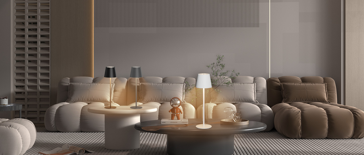 Klighten 2 шт. LED акумуляторні диммерні настільні лампи бездротові, перезаряджаються, тепле світло 3000K, для внутрішнього та зовнішнього використання, з USB-C, алюміній, водонепроникні IP54, чорні (2 шт.)