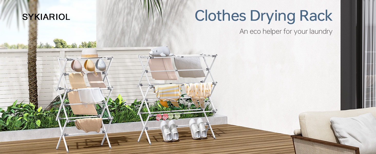 Складаний сушильник для білизни з 11 перекладинами, 3-ярусний розсувний, для дому та вулиці, сірий та білий