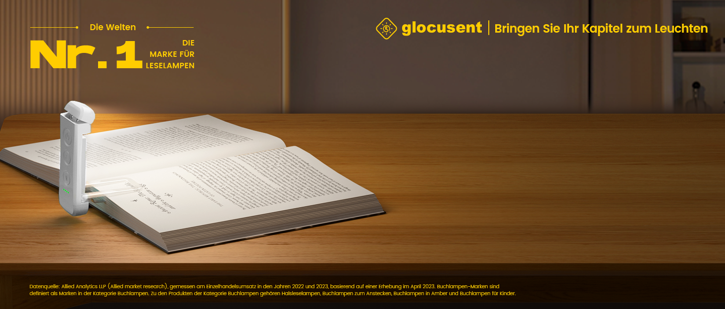LED лампа для читання Glocusent з кріпленням, 3 кольори, 5 рівнів яскравості, акумулятор, для дітей (Altweiß)