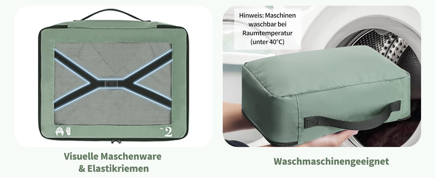 Набір органайзерів для валізи ECOHUB 7 шт., тревел-куби з блискавкою, з переробленого PET, зелений колір