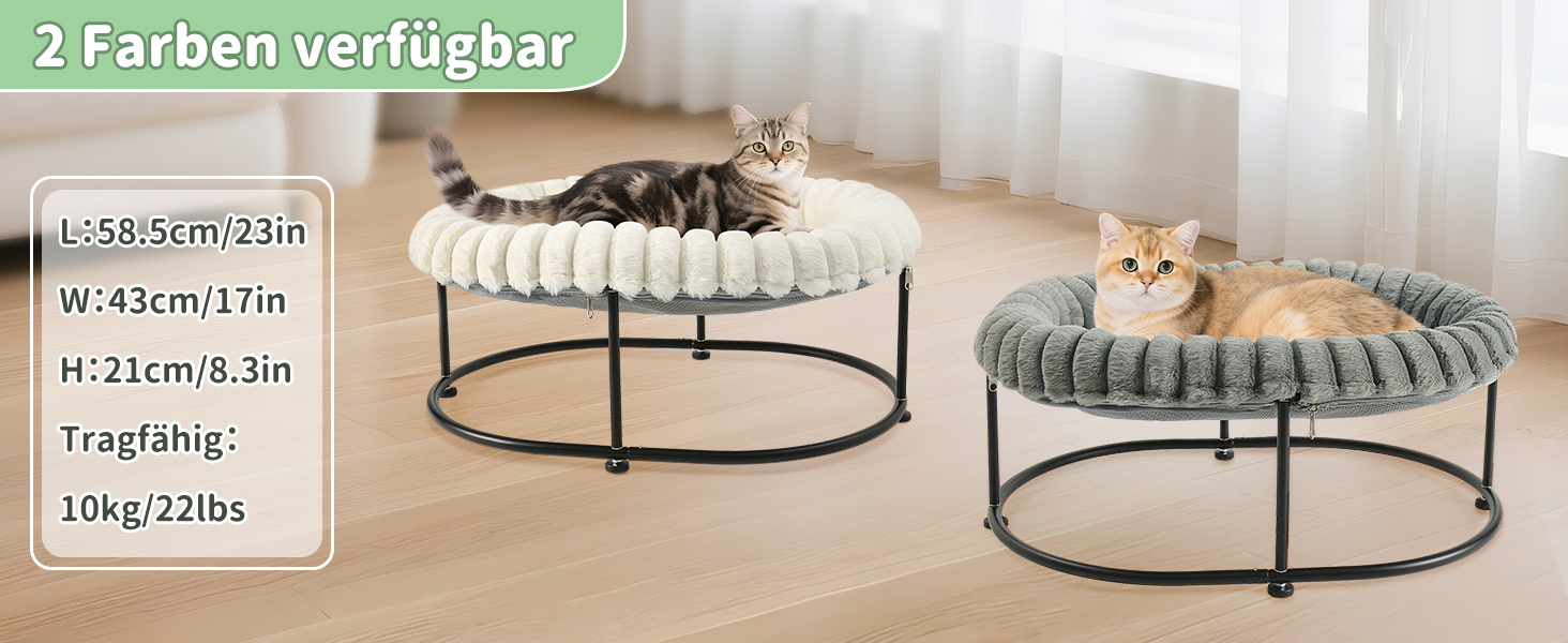 GUUSII HOME Підвищене ліжко для котів, гамак для котів, ліжко для великих котів, лежанка для кошенят, гамак для котів, диван для котів, ліжко для цуценят, диван з міцним металевим каркасом, знімне м'яке покриття, 58.5*43*21 см (Сірий)