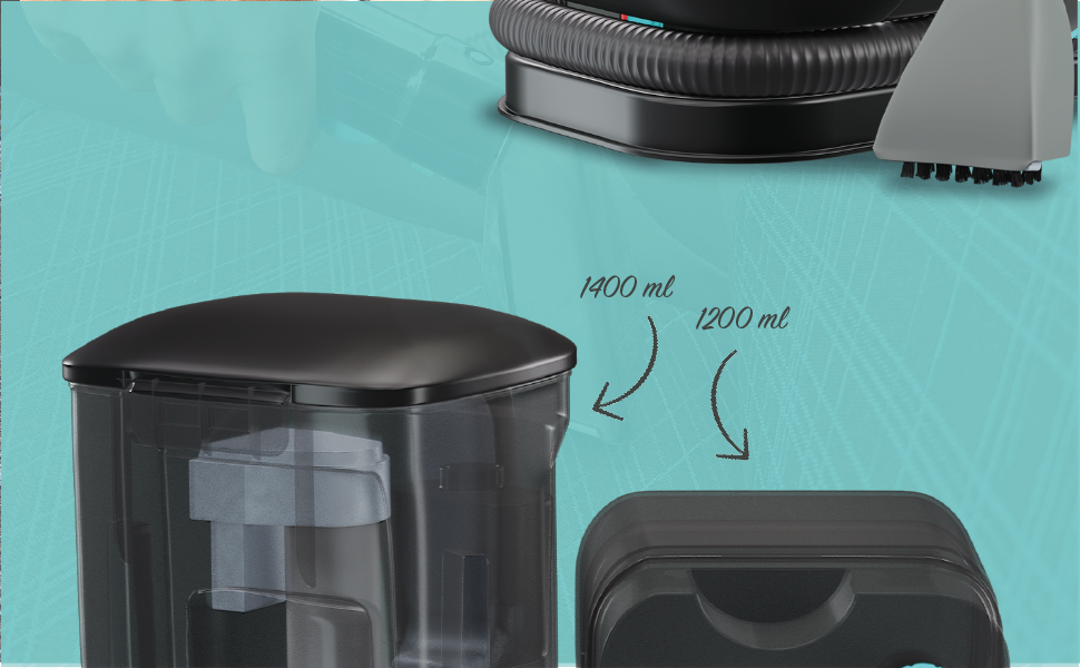 Вагзасув - очищувач плям для килимів, диванів, килимків, м'яких меблів, сходів, авто - потужний килимовий очищувач - пристрій для чищення м'яких меблів 650W, 1,4L, сірий/блакитний