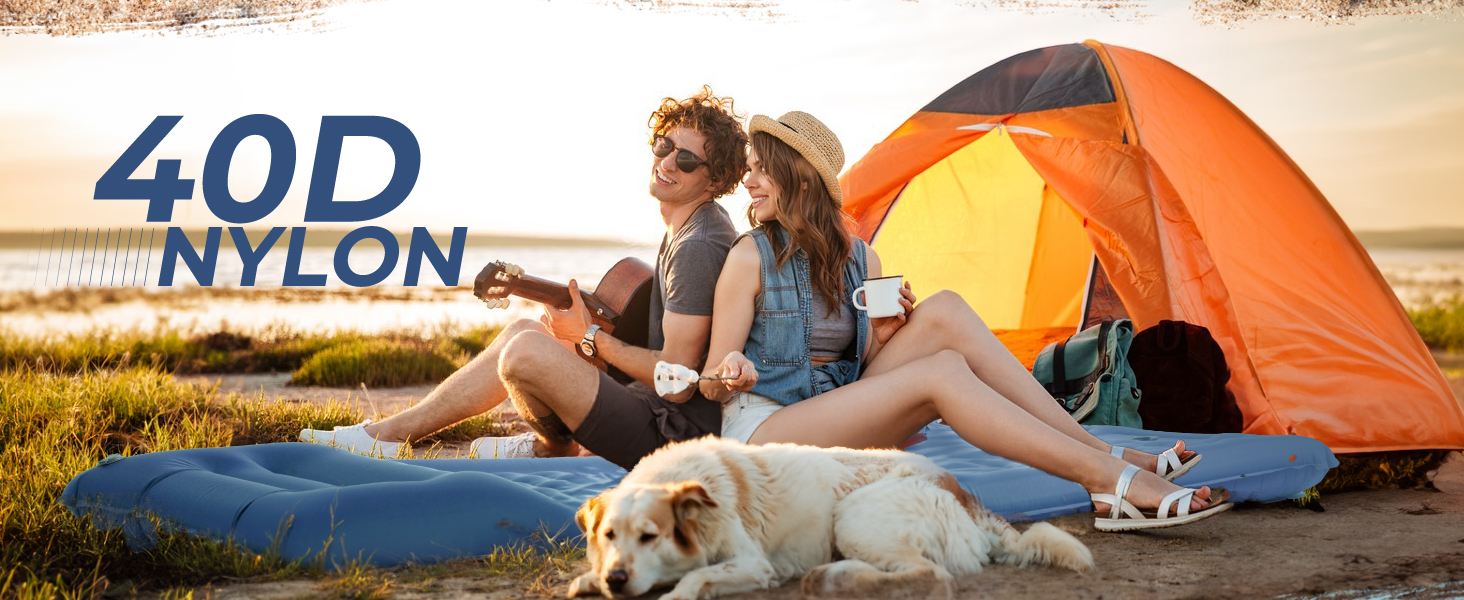 Надувний килимок Isomatte самонадувний з помпою, для кемпінгу, пікніків, пляжу, намету, блакитний, одинарний