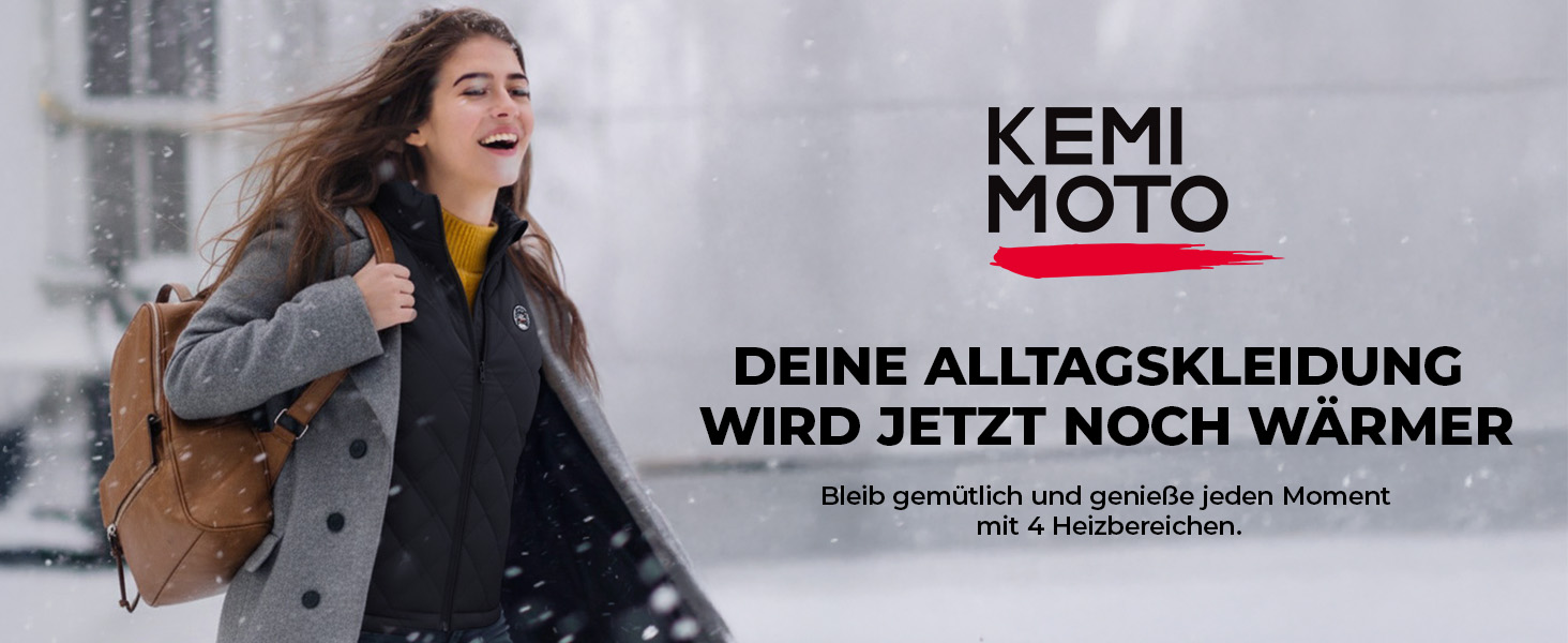 Кемімото - Тепла жилетка для жінок з підключенням через додаток, акумулятор 10000 мАг, 3 режими нагріву, 4 зони нагріву, для активного відпочинку, мотоциклів, походів, кемпінгу