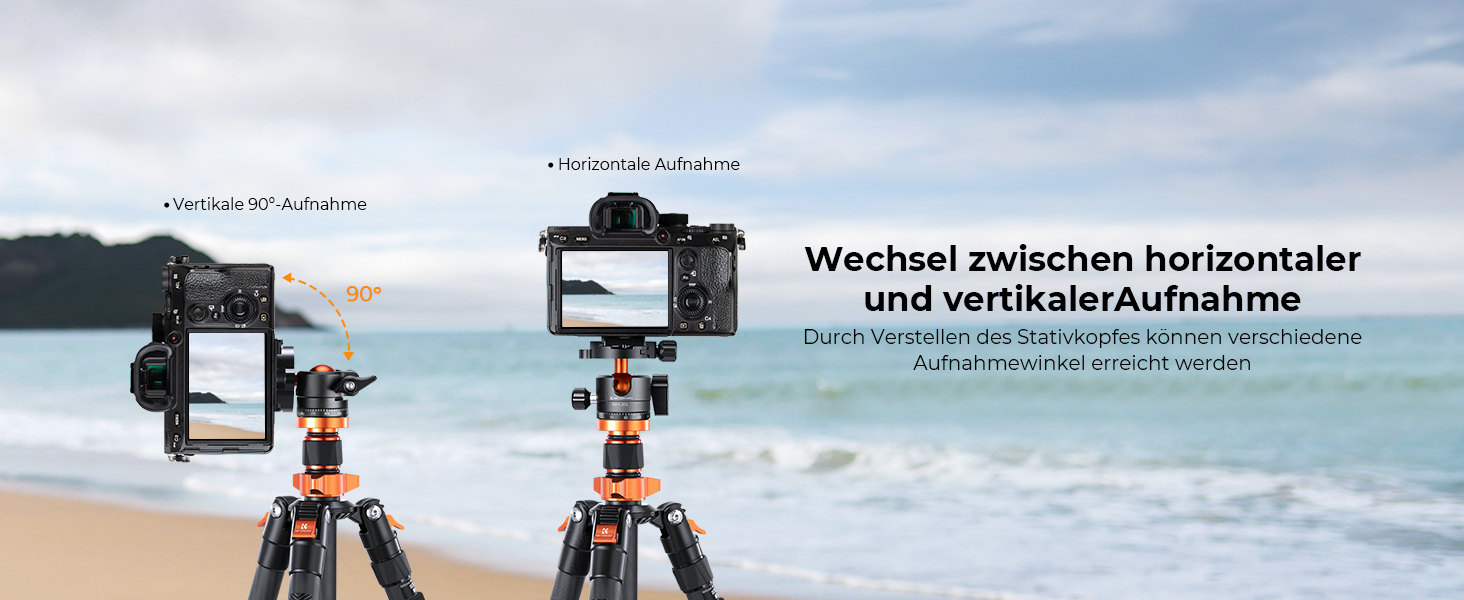 Штатив K&F Concept 172см з вуглецевого волокна, D255C4(SA255C1) - компактний штатив для камери/телефону, легкий трипод з функцією монопода, 1/4” гвинт, туристичний штатив з кульковою головкою 360° для DSLR, до 10кг