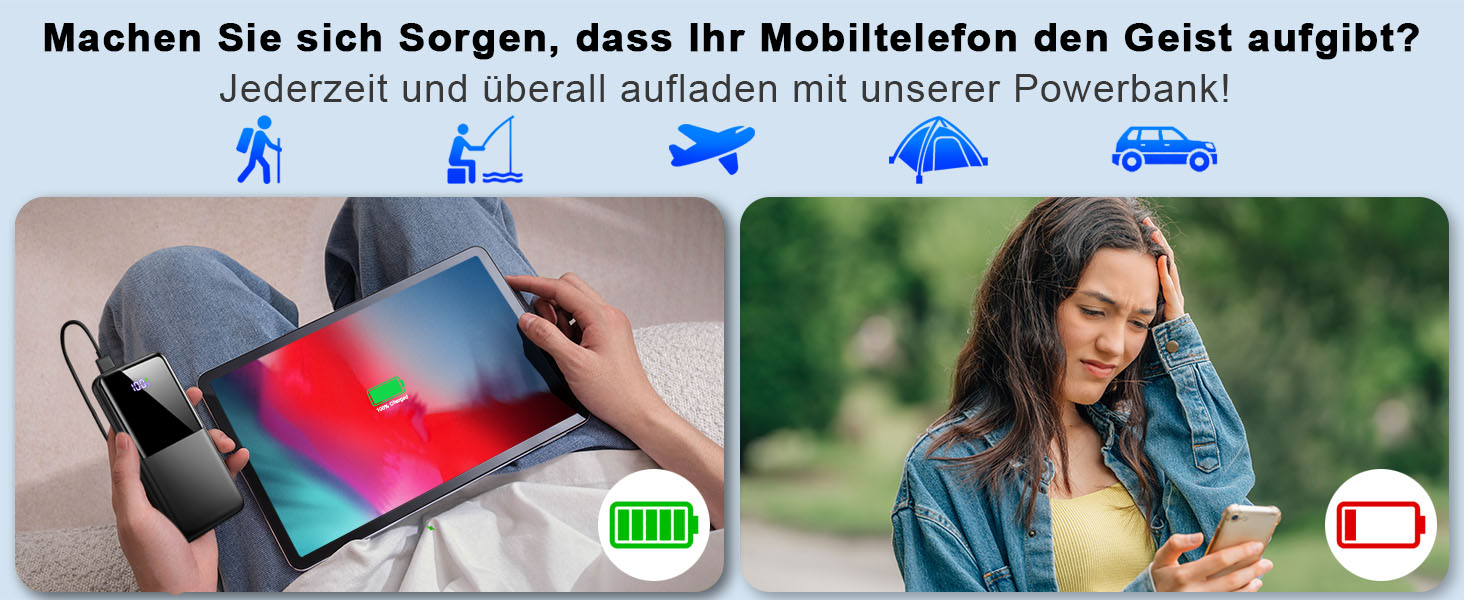 Power Bank 10000mAh 22.5W з PD USB-C: Швидка зарядка для iPhone, Samsung та Huawei (Чорний)