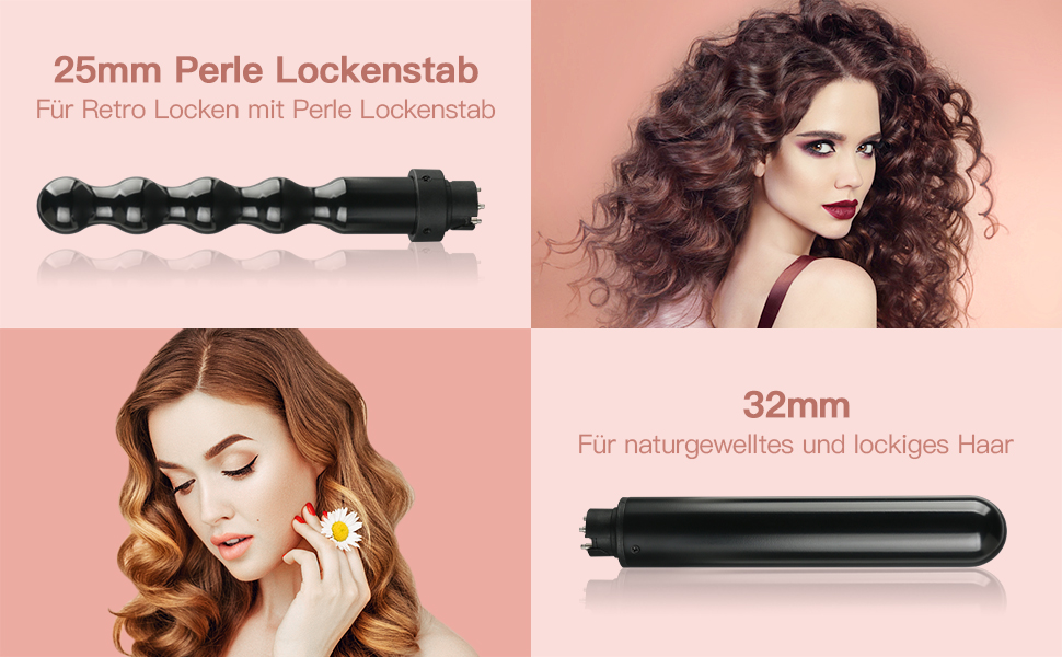 Набір для створення локонів 5 в 1 з насадками, кермаміка-турмалін, плойка-щітка, LED дисплей, для всіх типів волосся