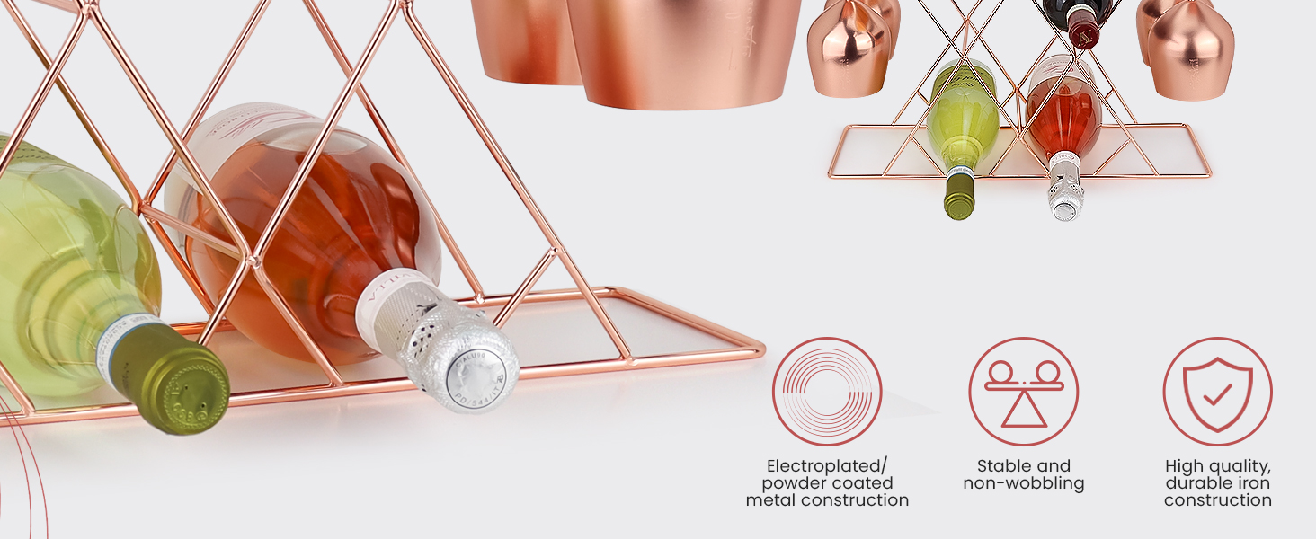 Стильне металеве вінорегулятор Gusto Nostro для столу (рожеве золото, 8 пляшок)