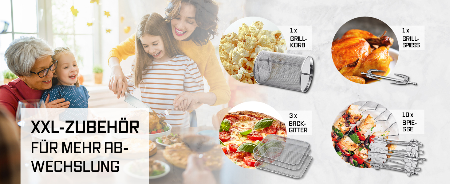 Фритюрниця повітряна GOURMETmaxx XXL з 2 камерами та сенсорним дисплеєм | 12.5 л об'єм | Фритюрниця без олії, 2 рівні