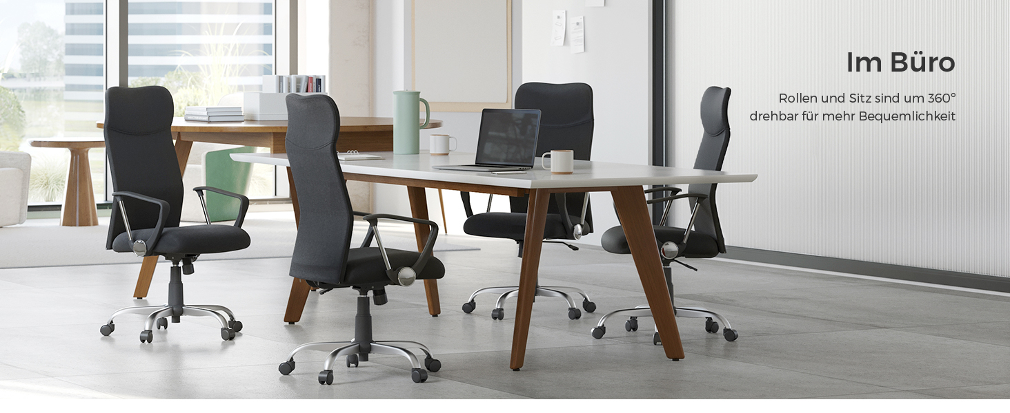 Офісний стілець SONGMICS, ергономічний, поворотний, з м'яким сидінням, регульований по висоті та нахилу, до 120 кг, чорний OBN034B01