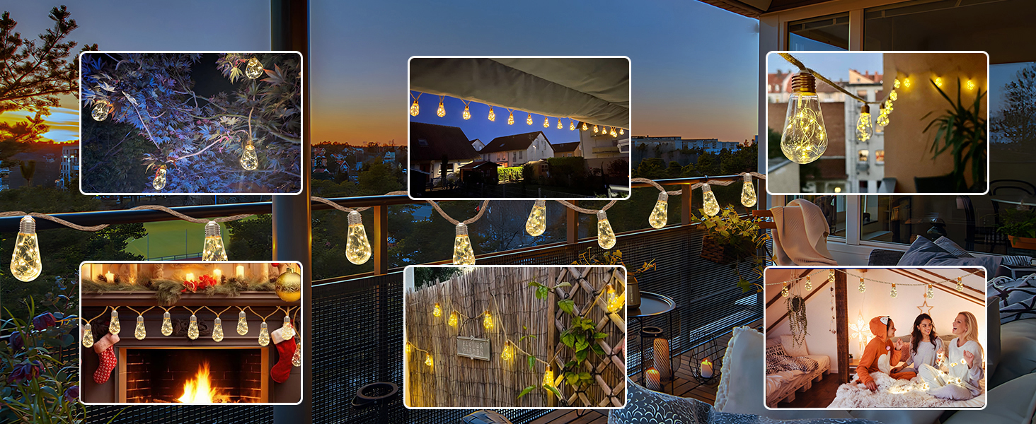 LED гірлянда Redefun 9м, 16 лампочок, зовнішня та внутрішня, 8 режимів, таймер, для декору саду, балкону, вечірки, весілля, з вилкою