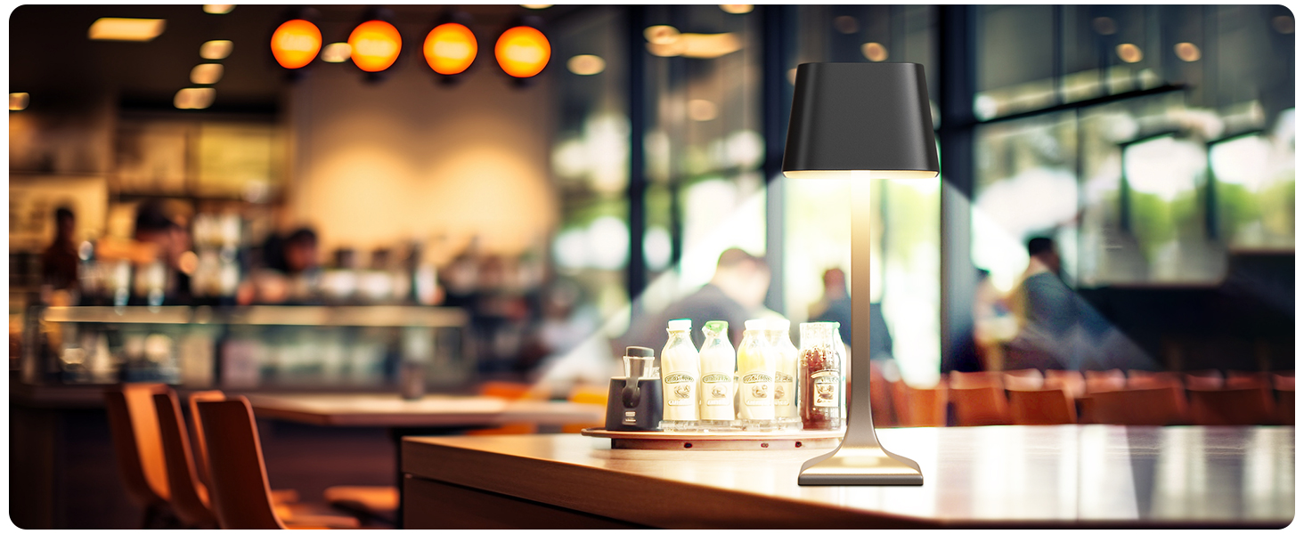 LED настільна лампа бездротова диммируемая торканням - 3 колірні температури, 5200mAh акумулятор, зарядка USB-C, водонепроникність IP54, алюміній, для дому та вулиці, нічник, настільна лампа для їдальні, робочий стіл (чорний)