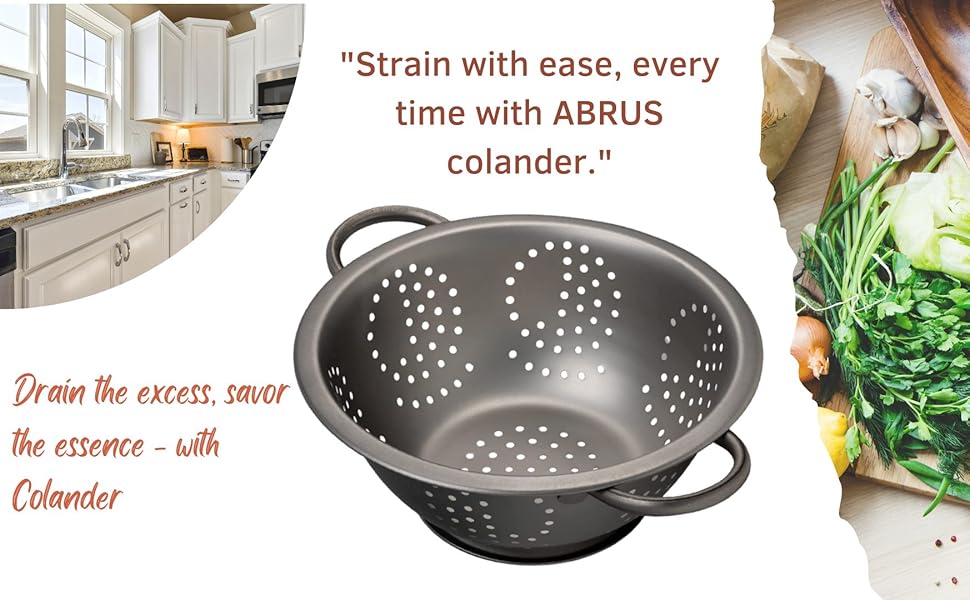 Сито з нержавіючої сталі Abrus® 24 см - міцне, з широкою ручкою, придатне для миття в посудомийній машині