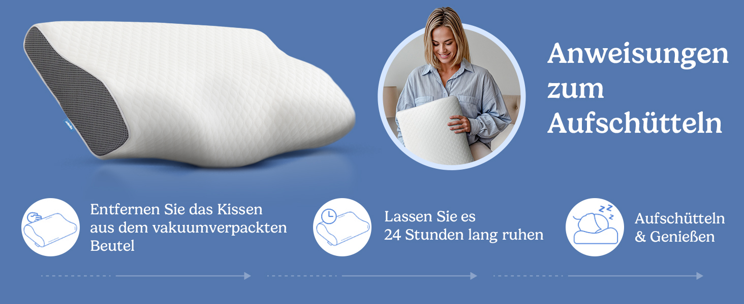 Ортопедична подушка Derila для шиї та голови, Memory Foam, оригінальна. Ергономічна подушка для сну на боці, спині та животі (Queen, 1 шт.)