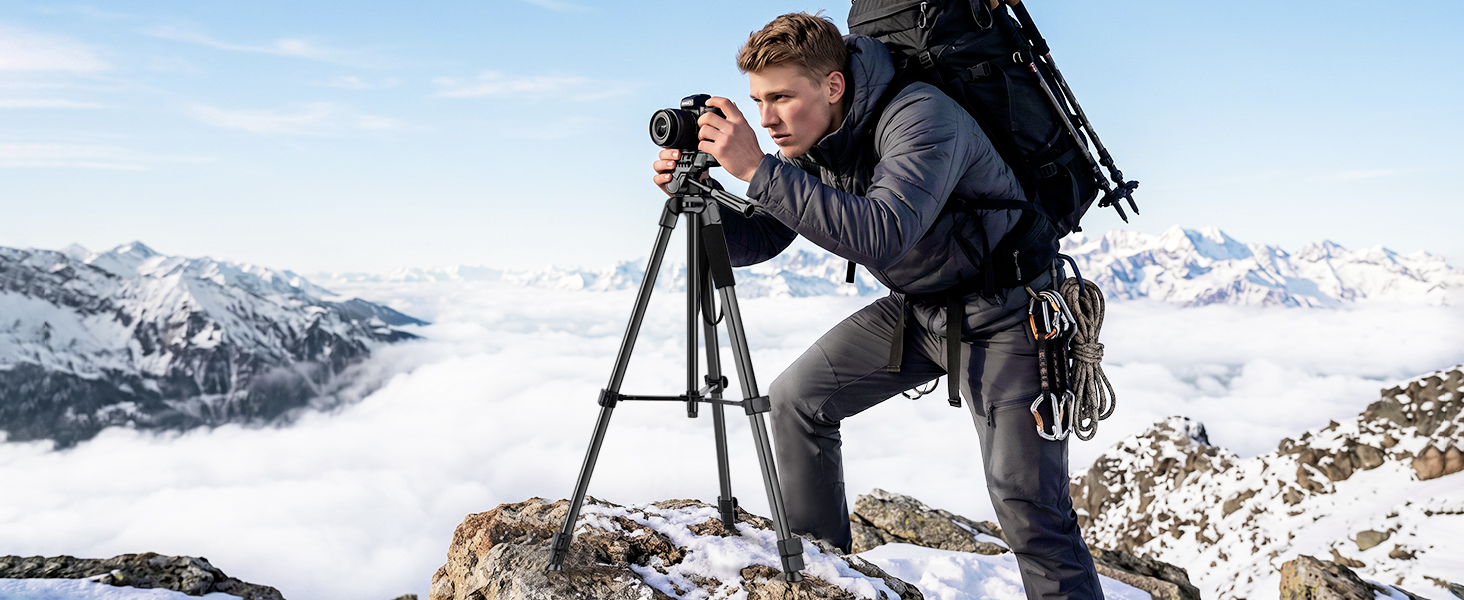 Тринога-штатив Nineigh для смартфона та DSLR камери, алюмінієвий легкий штатив з дистанційним пультом та 3D-головою, висота 211 см, чорний
