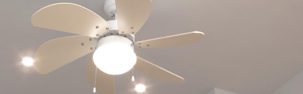 Стеляний вентилятор Cecotec EnergySilence Aero 350: 50 Вт, діаметр 81 см, лампа, 6 лопатей, 3 швидкості, функція зими, білий/дерев'яний