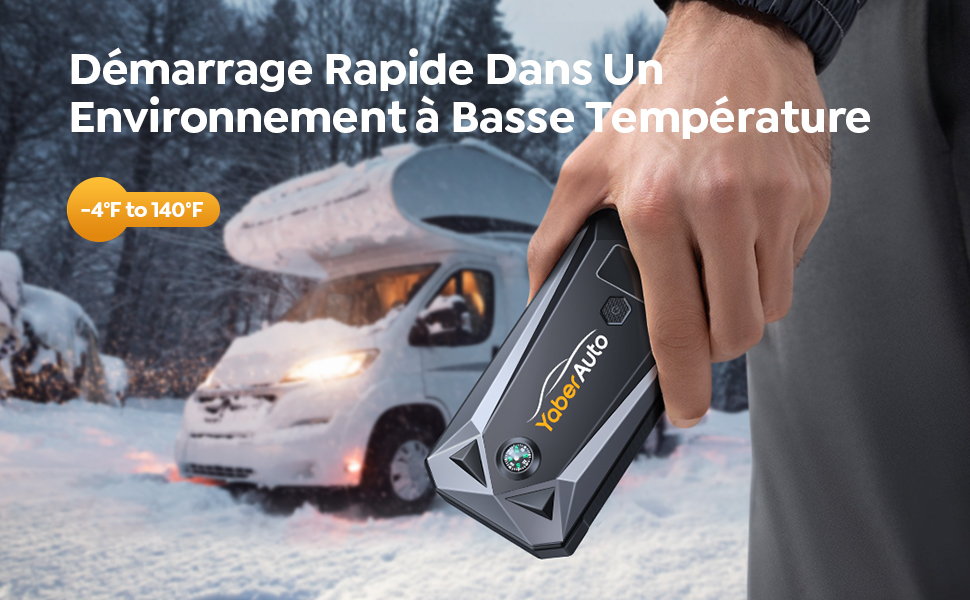 Портативний пусковий пристрій YaberAuto YA50 3000A з LCD-дисплеєм та LED-ліхтариком (4500A, 21800mAh) - для бензинових та дизельних двигунів до 7.0L