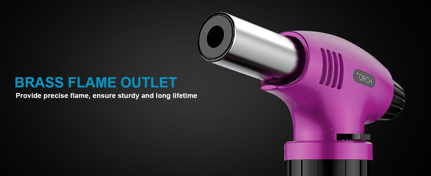 Наповнюваний пальник для крем-брюле, міні-пальник з безпечним затвором та регульованим полум'ям для десертів, BBQ, фіолетово-чорний