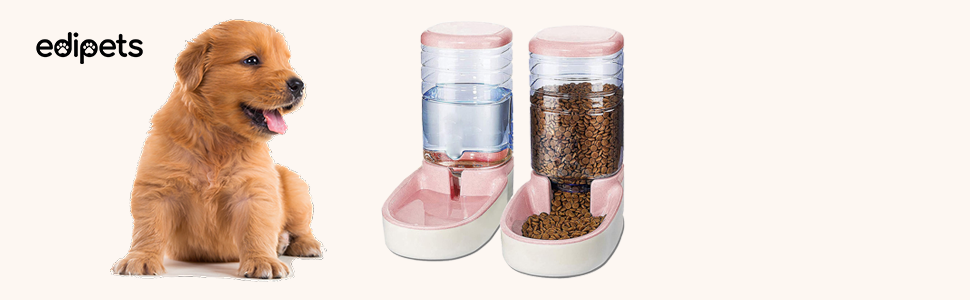 Edipets Automatic Pet Feeder & Water Dispenser - 2 Vessels, 3.8L - Cat & Dog Food & Water Bowl (Gray)