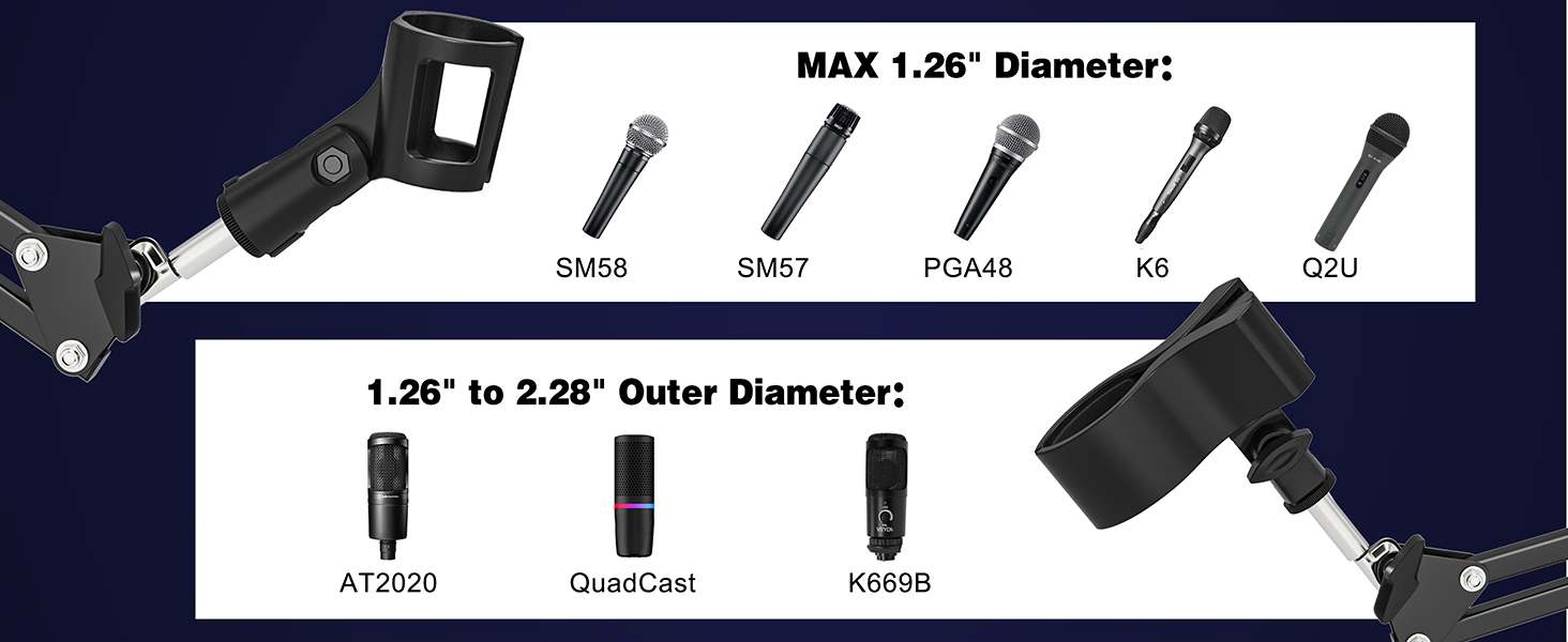 Кріплення для мікрофона на шарнірі, настільний тримач з клямкою, сумісний з 3/8' та 5/8' гвинтами, ідеально підходить для TikTok Live-трансляцій та співу