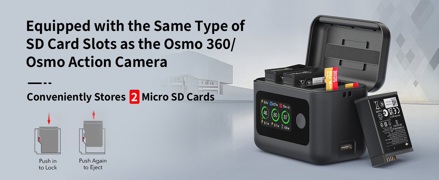 Акумулятор Treeboy Osmo 360 (2 шт.) з хабом швидкої зарядки 27W для DJI Osmo 360/Action 6/5 Pro/4/3 з LCD дисплеєм