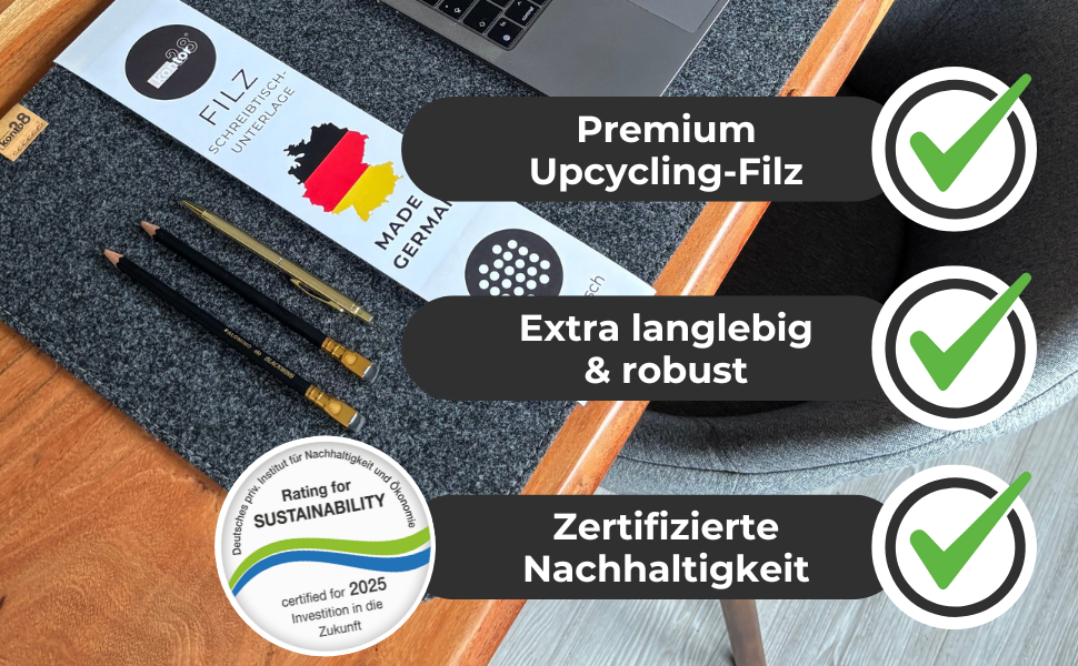 Підкладка на стіл Kontor28® з фетру 80x37.5 см, антрацит - Made in Germany