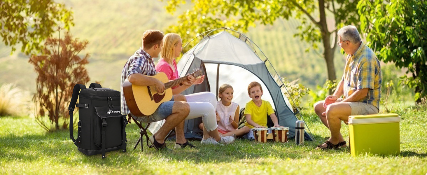 Рюкзак-холодильник Upeelife 30L з підкладкою для пікніка, чорний. Водонепроникний, для кемпінгу та пікніків