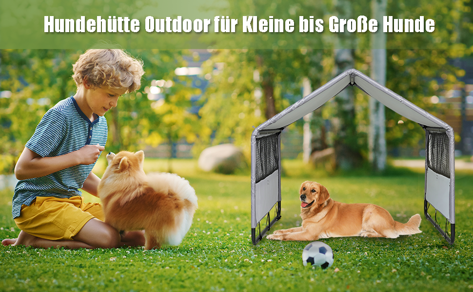 Будка для собак Outdoor 120x120x100 см, водонепроникна, сітка, сірий колір